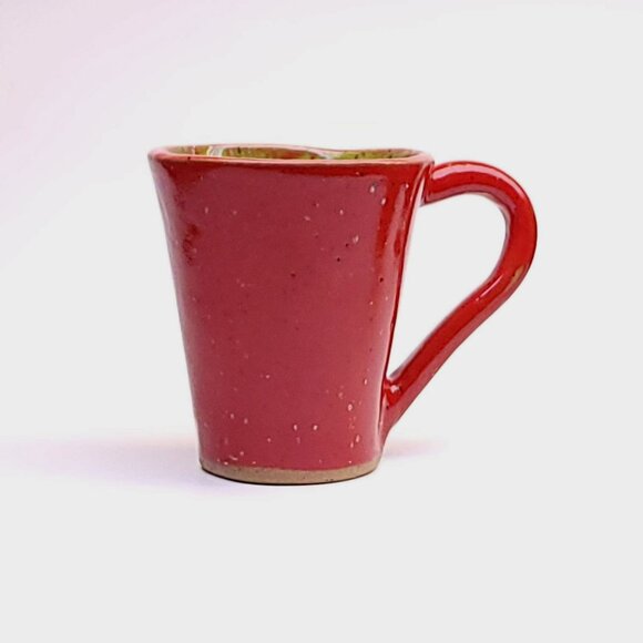 Ceramic Studio Coffee Mug Signed Joan G. Art Pottery Hand Thrown Red Glaze - Picture 9 of 13